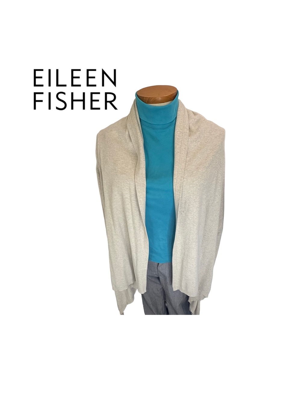 Eileen Fisher Beige Sand Organic Cotton Boucle Long Cardigan Size 1X -